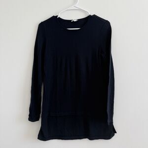 J.Jill Navy Washable Merino Wool Lightweight Sweater Top Minimalist Lounge Small